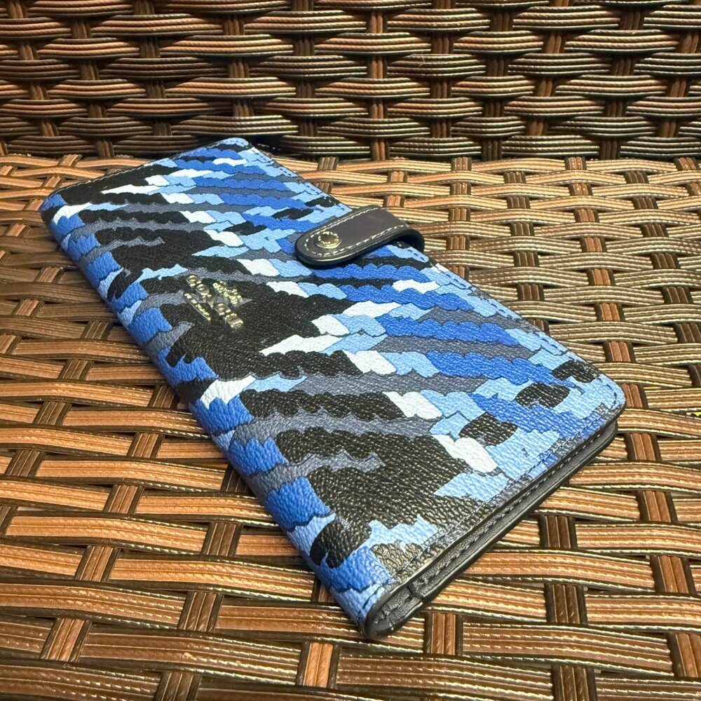 coach Slim Wallet With Graphic Plaid Print cn750 - Picture 2 of 3